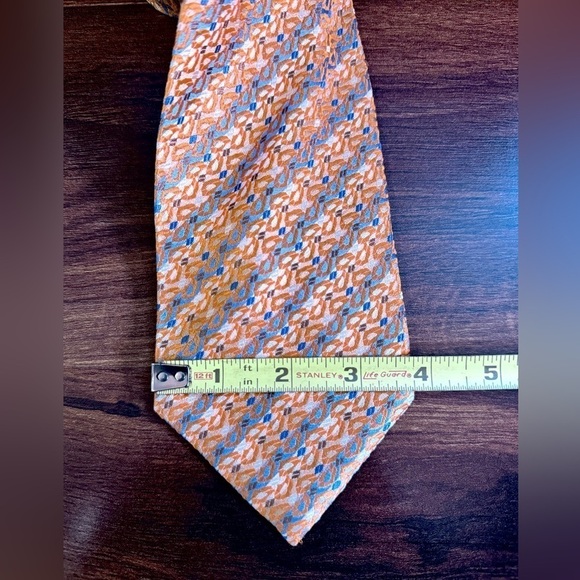 DORMEUIL 100% Silk Orange Striped  Geometric Jacquard Repp Necktie - Picture 10 of 11
